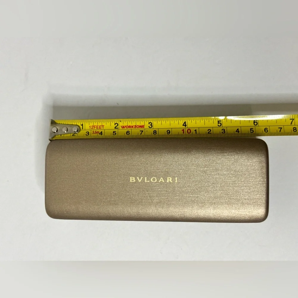 BVLGARI Sunglasses only Hard Case Gold Clamshell Eyeglasses Case Orange Interior